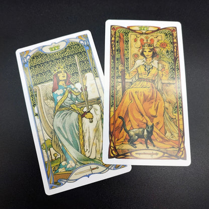 12x7cm Golden Art Nouveau Divination Tarot Cards.tarot Cards for Beginners .English, Spanish, French, Italian and Portuguese. Good Vibrations