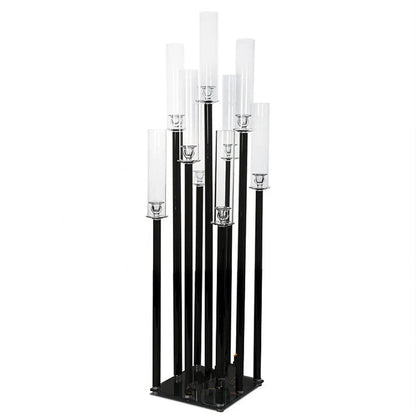 Wedding Table Centerpiece Flower Stand, Acrylic Candle Holder, Party Road Lead, DIY Decoration, 9 Heads Candlesticks, Black, 2 P Good Vibrations