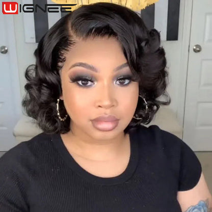 Wignee Body Wave Short Wig Brown Color Synthetic Hair Wigs For Women Side Part Wigs On Sale Clearance Cosplay Wig Daily Use Good Vibrations