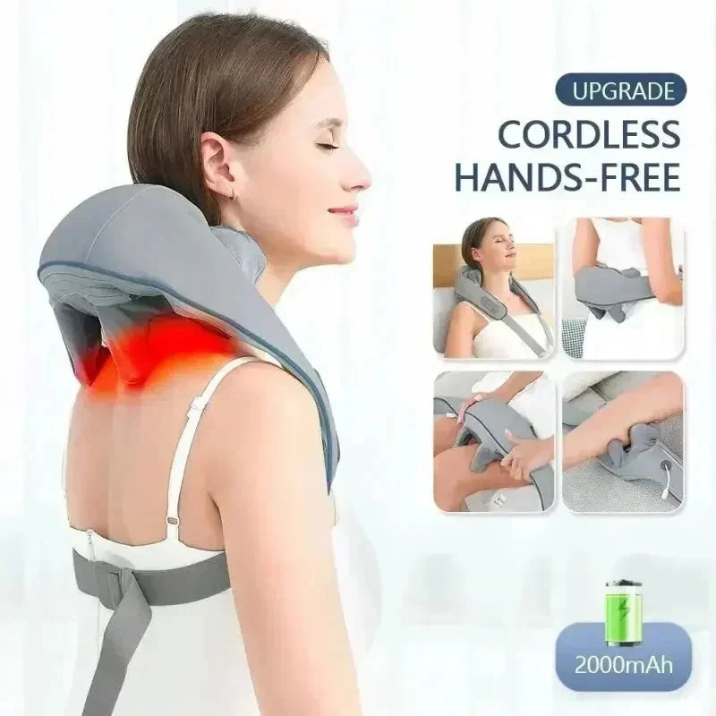 3D Kneading Neck Massager with Heat - Multi-Function Therapy for Shoulder, Back & Cervical Muscle Relaxation Good Vibrations