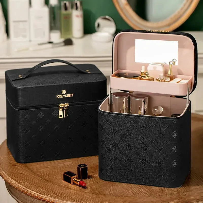 2025 New Fashion Professional Makeup Bag Women Cosmetic Case Female Korean Make Up Storage Organizer Box Fashion Large Good Vibrations