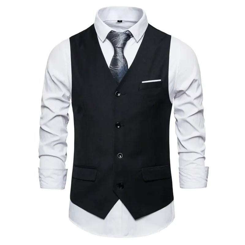 Blue Suit Vest, Men's Business Sleeveless Vests Jacket, Asian size S-6XL, Wedding Party Waistcoat, Red Purple Black Gray Good Vibrations