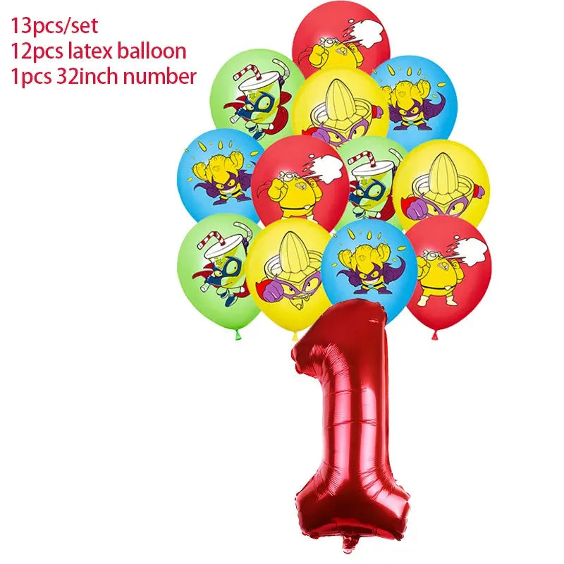 Superzings Birthday Party Decoration Balloon Banner Cake Topper SuperthingsTableware Birthday Party Supplies Baby Shower Good Vibrations