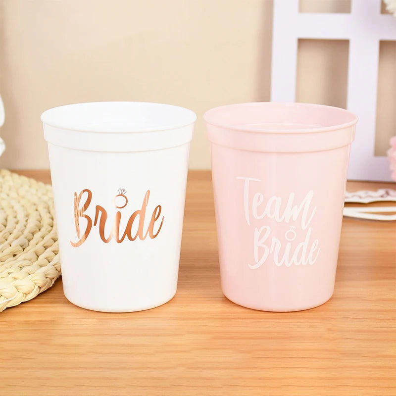 1Set Bachelorette Party Team Bride Plastic Drinking Cups Bridal Shower Gift Bride to be Hen Party Supplies Wedding Decorations Good Vibrations