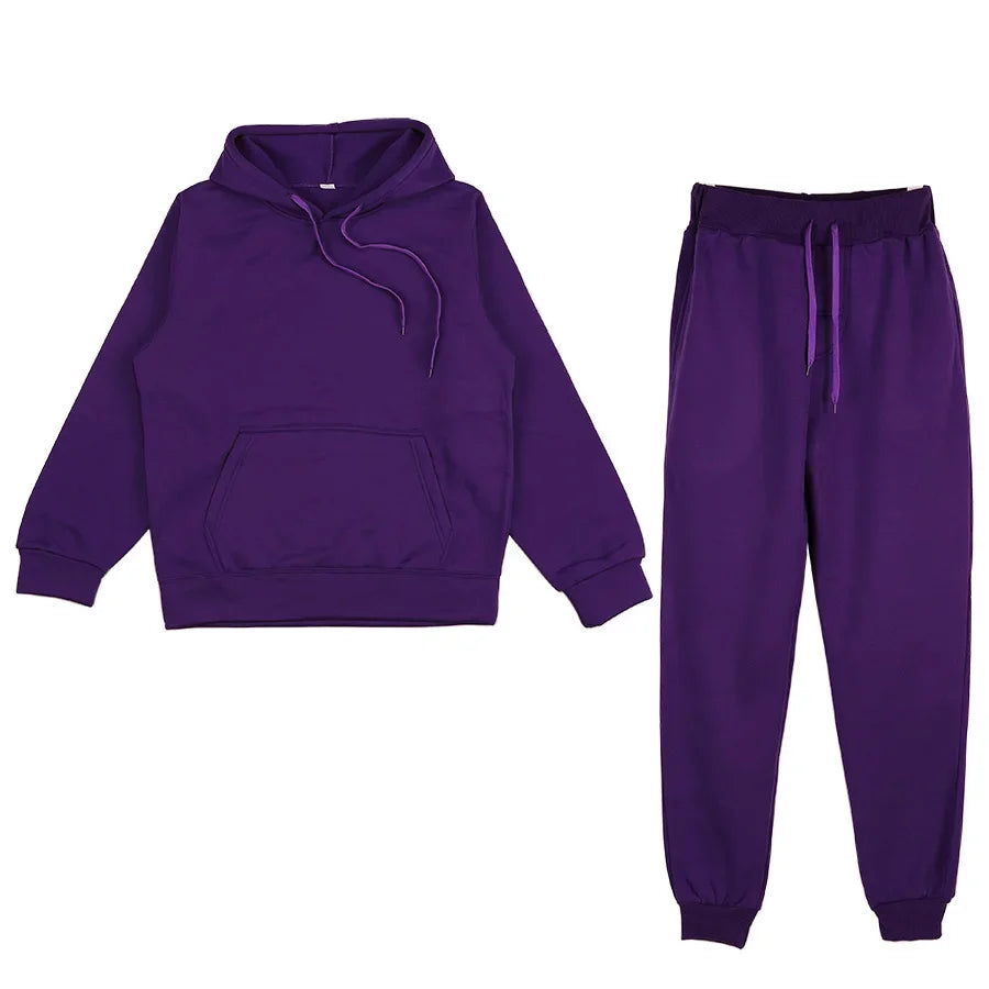 Men's Autumn and Winter New Solid Color Hoodie+pants Two-piece Set Fashionable Casual Sports Set Size S-3XL Good Vibrations