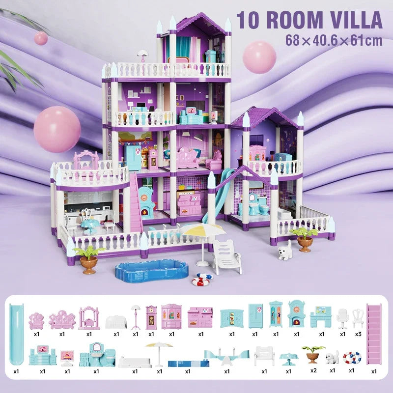 Puzzle DIY Toy Villa Houseplay Educational Large Size Bigger Enjoyable And Fun Doll House House Set Of Toys Good Vibrations