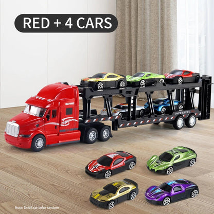 Alloy Toy Car Big Truck Container Truck Transporter Boy Model Set Christmas Halloween Gift Good Vibrations
