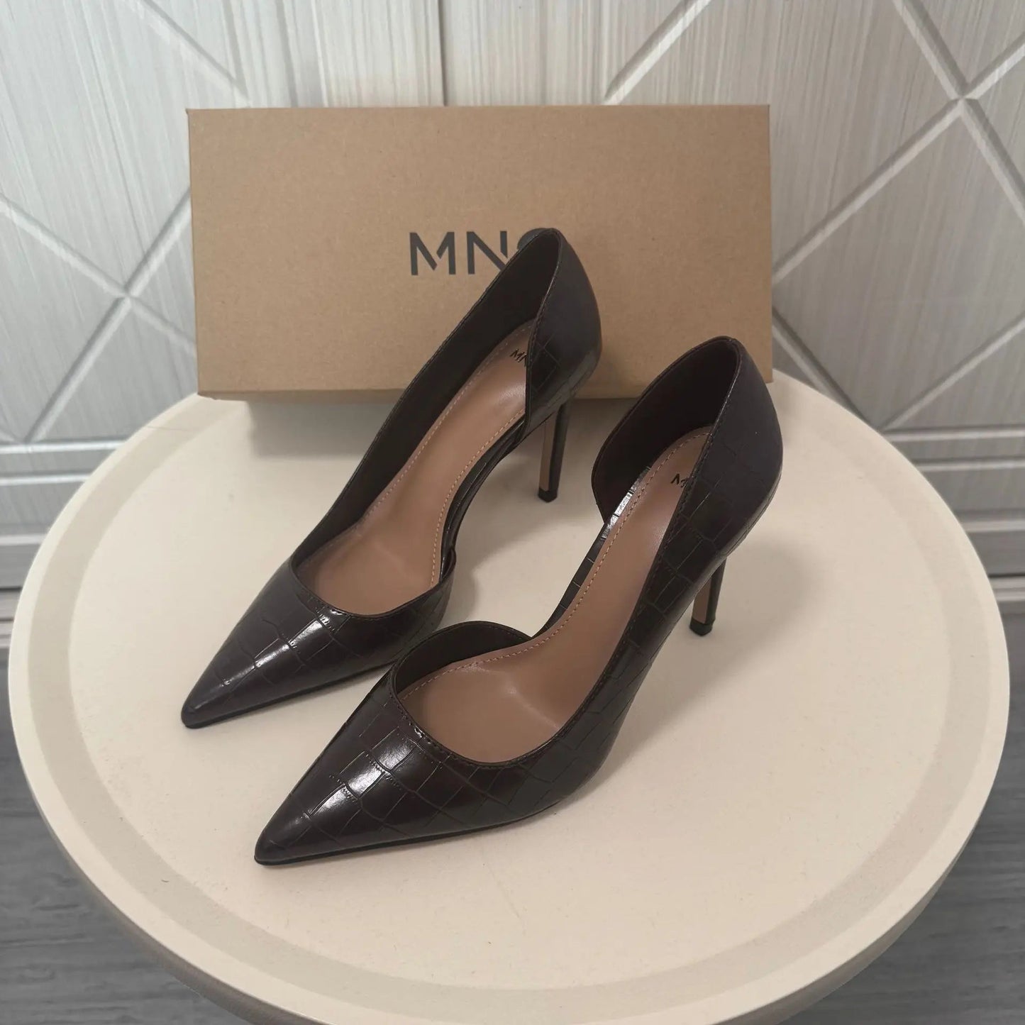 Women's High Heels Pointed Toes Elegant Fashion Sexy PU Leather Single Shoes Peep Toe Stiletto Heels Female Luxury Pumps Slip-on Good Vibrations
