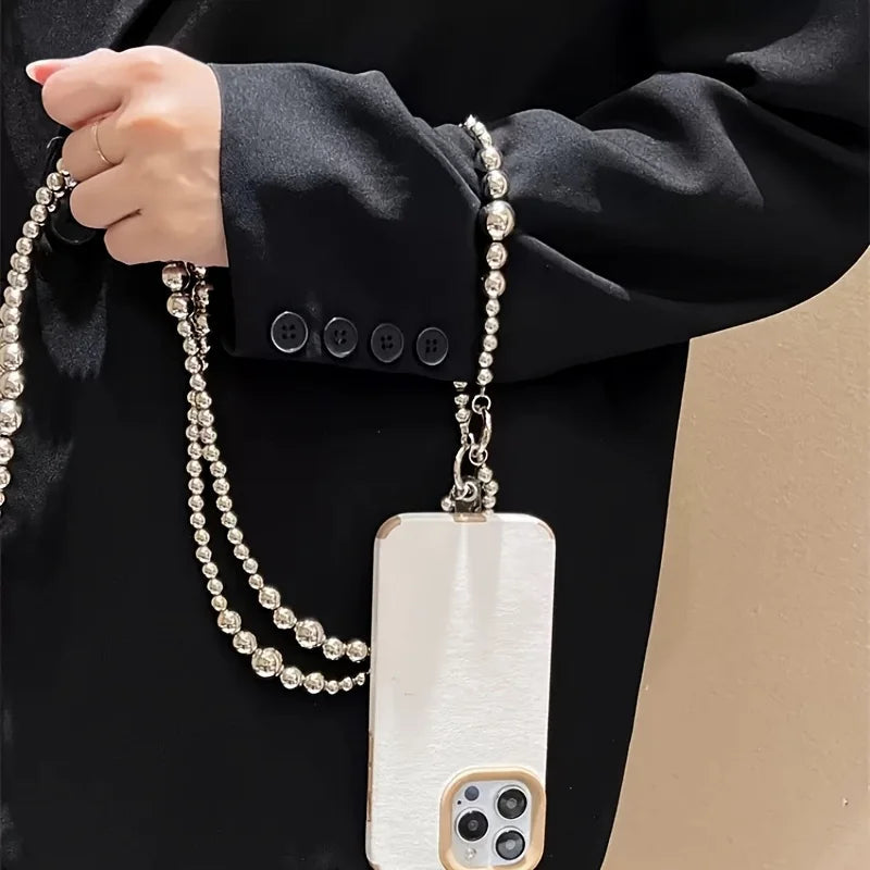 Holiday party gifts for friends and family, long silver bead hanging rope, phone case, bag, pendant Good Vibrations