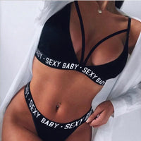 Women's Sexy Lingerie Set Letter Erotic Bikini Plus Size Push Up Bra and Thong Sexy Bra Set  Micro Bikini  Lingerie for Women Good Vibrations
