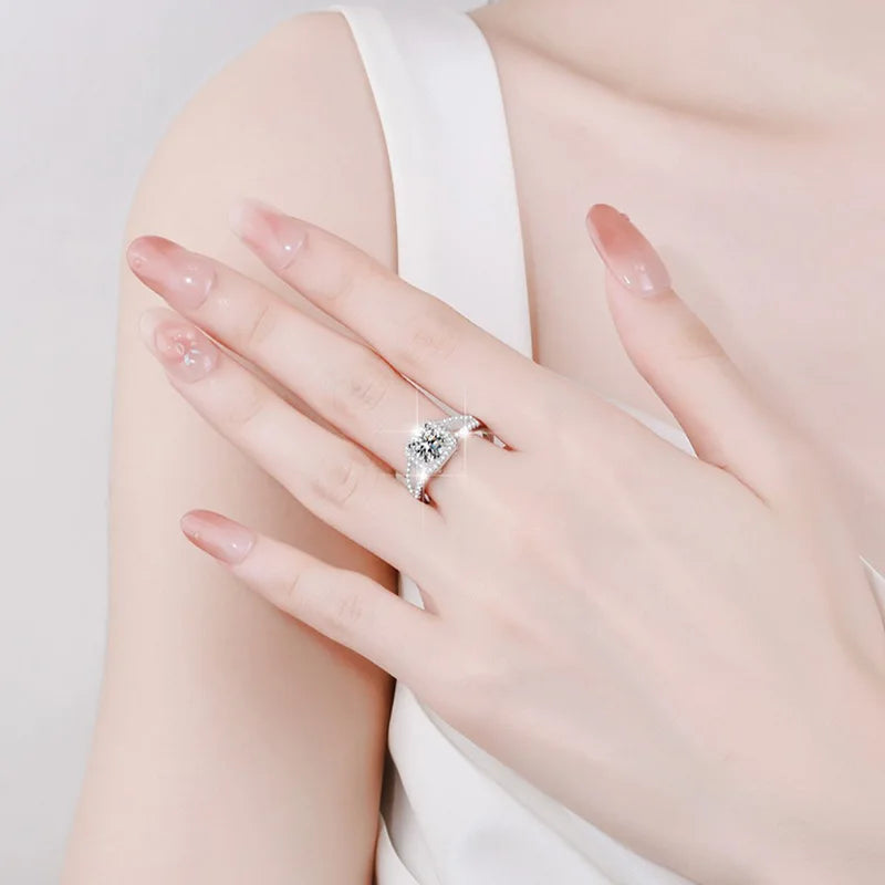 925 Sterling Silver Classic Ring for Women four claw jewelry simple diamond ring imitation diamond women's ring Good Vibrations