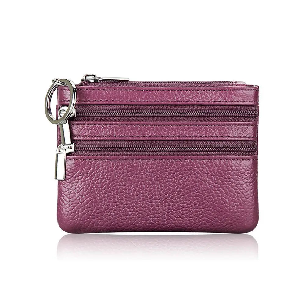 PU Leather Portable Money Coin Purse with Key Ring Waterproof Pocket Purse Zipper Wear-resistant Credit Card Holoder Man Women Good Vibrations