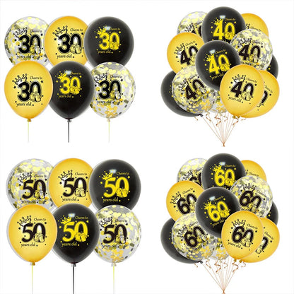 12pcs Happy Birthday Party Balloons 30th 40th 50th 60th Birthday Party Black Gold Latex Balloons Adult Birthday Party Decoration Good Vibrations