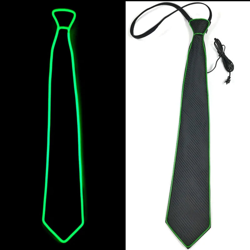 Flashing Neon Light LED Tie Halloween Christmas Dance Supplies Wedding Performance Decoration Luminous EL Wire Necktie Good Vibrations