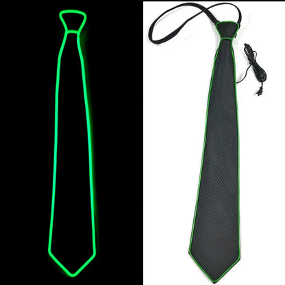 Flashing Neon Light LED Tie Halloween Christmas Dance Supplies Wedding Performance Decoration Luminous EL Wire Necktie Good Vibrations