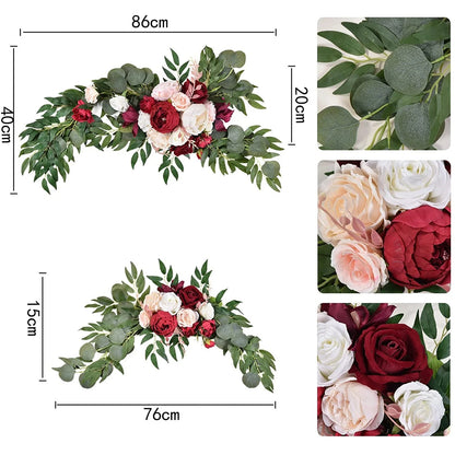 Large 2Pcs Artificial Flower Swag Floral Swag Garland Wedding Arch Flowers Kit for Sign Rustic Artificial Floral Swag Arch Decor Good Vibrations