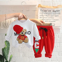 Baby Clothes 2025 New Children's Little Bear Long Sleeve Set Boys and Girls' Letter Sweater Pants Two Piece Set Simple Sportswea Good Vibrations