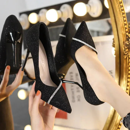 High Heels Women with 2024 New Spring and Autumn Pointy Women's Shoes Dress Wedding Shoes Temperament Banquet Single Shoes Good Vibrations
