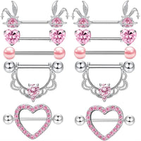 Stainless Steel Pink Bunny Nipple Piercing Jewelry Set 14G Green Bat Nipple Rings Bulk Cat Nipple Barbell Pack Piercing Pezon Good Vibrations Adult Super Store