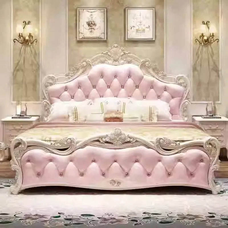 Princess Twin Beds European French Aesthetics Cheap Safe Lazy Beds Design Luxury Crown Muebles Para Dormitorio Home Accessories