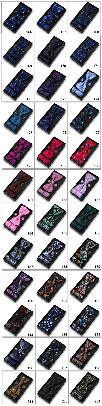 Bowtie For Men Set Gift Box Business Gift Fashion Bow Tie Pocket Square Cufflinks Set Bowtie 3pcs For Wedding Hanky Cravata Neck