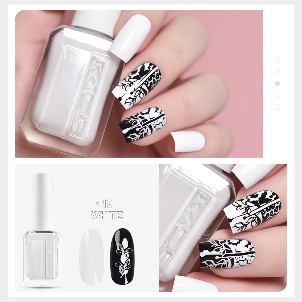 KADS 24 Colors Stamping Nail Polish Black White Gold Silver Nail Art Printing Varnish for Stamp Plate Nail Polish Lacquers Good Vibrations