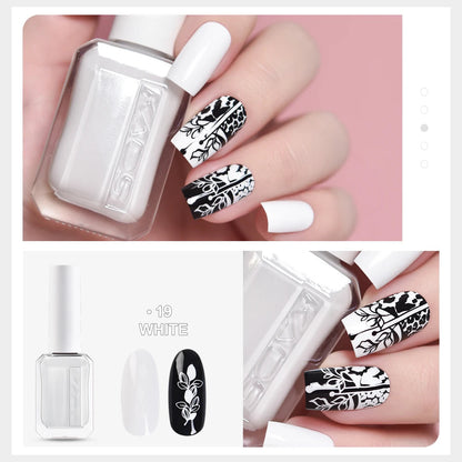 KADS 24 Colors Stamping Nail Polish Black White Gold Silver Nail Art Printing Varnish for Stamp Plate Nail Polish Lacquers Good Vibrations
