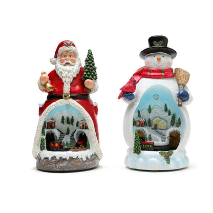 Christmas Ornament Decorations Christmas Resin Santa Snowmen Ornament With Lights Moving Train And Music Festive & Party Decor Good Vibrations