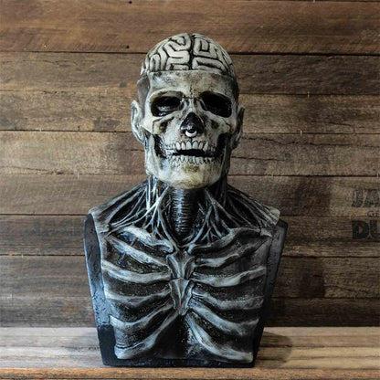 Halloween Full Face Skull Head Mask Bare Brain Horrible Movable Jaw Skeleton Latex Masks Balck Hats Cosplay Halloween Props Good Vibrations