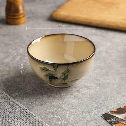 Creative Leaf Round Dinner Plate Retro Home Ramen Bowl Luxury Restaurant Delicious Dishes Ceramic Plates Exquisite Tableware Good Vibrations