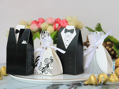 Wedding Gift Bag Bride and Groom Candy Box DIY with Ribbon Wedding Decorations Souvenir Party Supplies Good Vibrations