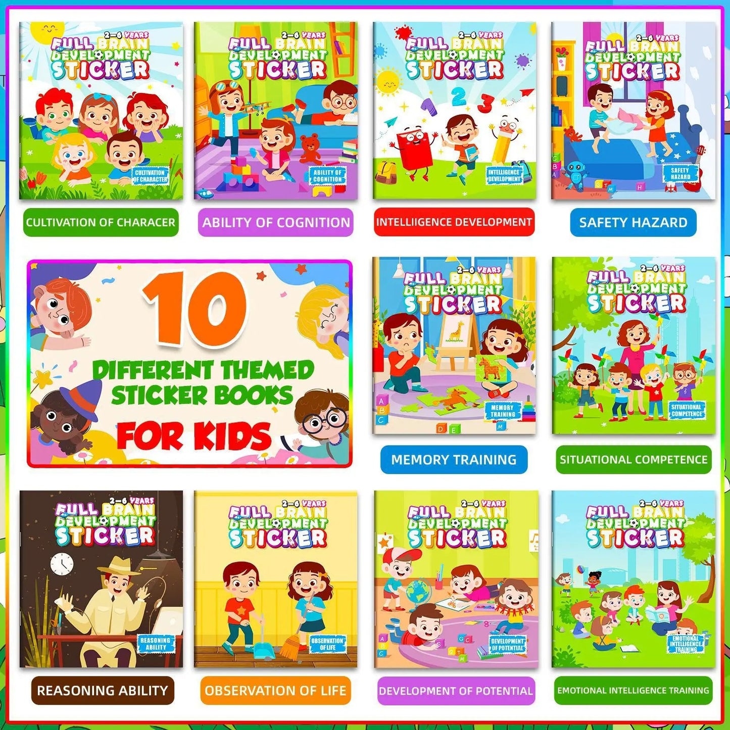 10/20 Volumes of New Sticker Book Focus Potential Development Stickers Children Enlightenment Baby Early Education Book Good Vibrations