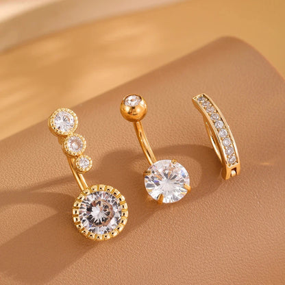 3pcs Gold Color Heart Butterfly Dangled Belly Piercing Sets 14G Stainlees Steel Navel Jewelry for Women Girls Body Belly Rings Good Vibrations Adult Super Store