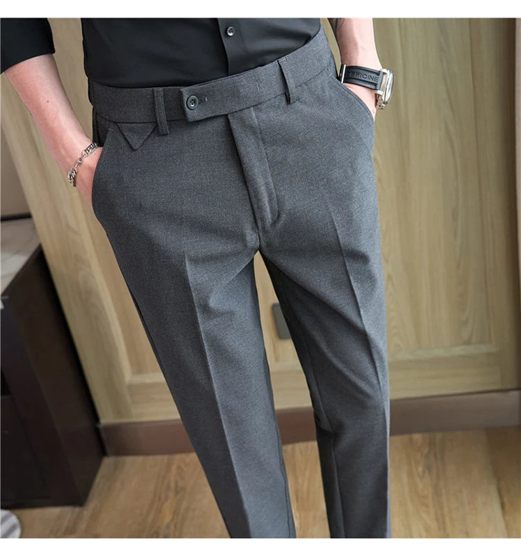 Men Suit Pants 2025 Autumn Elastic Waist Solid Slim Fit Dress Pants Office Business Casual Trousers High Quality Men's Clothing Good Vibrations