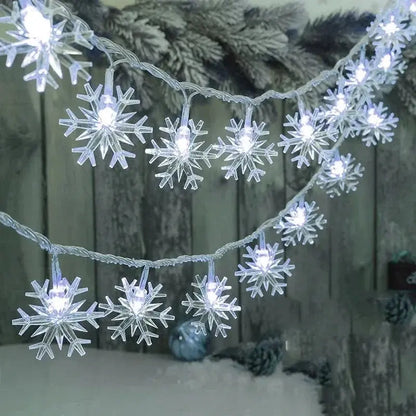 Christmas Tree Decorations 1M-30M LED Garland Holiday Snowflakes String Fairy Lights Ornaments for Home Party Noel Navidad 2026 Good Vibrations
