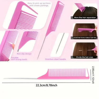 5pcs Hair Styling Set: Includes Hair Spray Bottle, Sleeping Rat Tail Comb, Sectioning Comb, and Edge Brush  Hair Cap Salon Good Vibrations