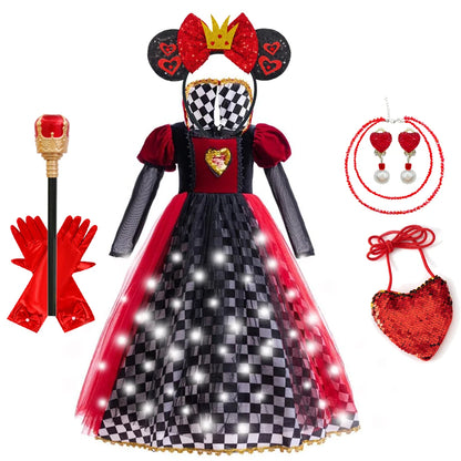 Halloween Queen of Hearts Costume For Girl Alice In Wonderland Cosplay Dress Girls Witch Dress Masquerade Orgy Party Clothes Good Vibrations