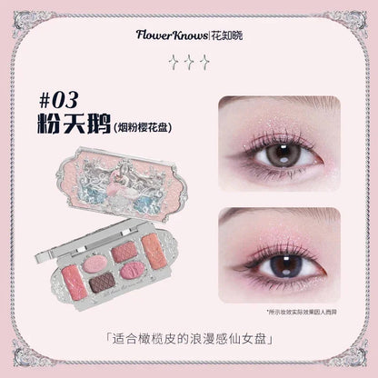Flower Knows Strawberry Rococo Moonlight Mermaid Jewel Eyeshadow Palette 5 Colors Pearlescent Mashed Potatoes 2023 Good Vibrations