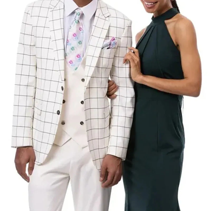 Fashion Wedding Groom Suits for Men Elegant Single Breasted Notch Lapel Slim Fit Male Clothing 3 Piece Jacket Pants Vest Sets Good Vibrations