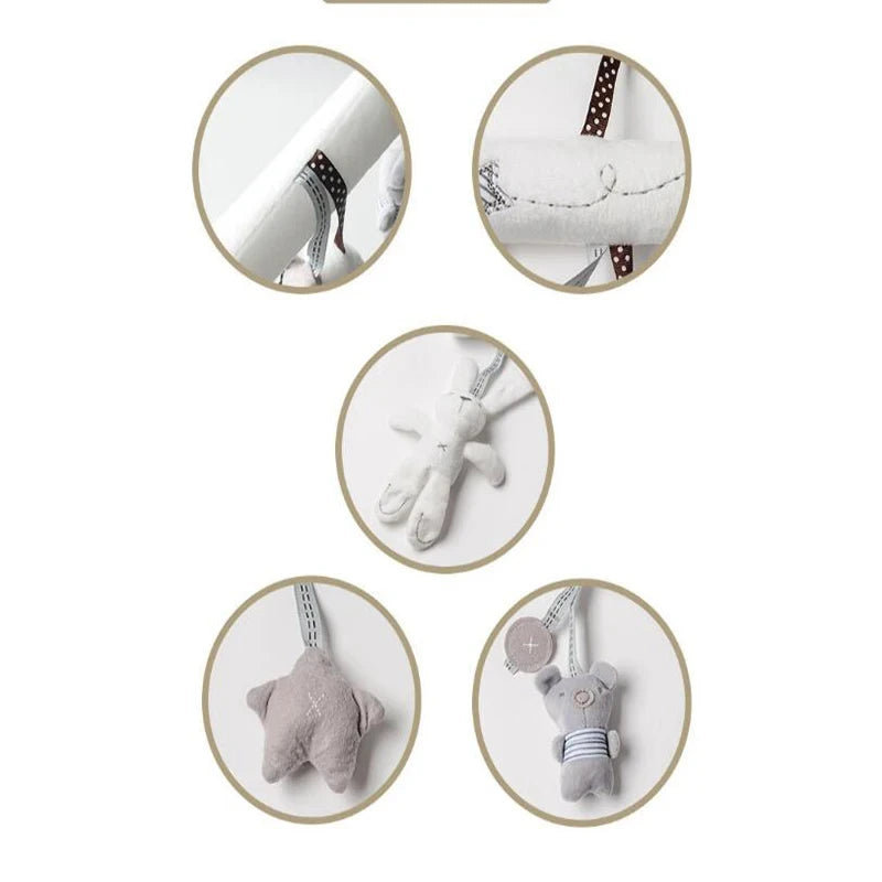 2025 New Hanging Bed Rabbit Baby Hand Bell Safety Seat Plush Toy Multifunctional Plush Toy Stroller Mobile Gifts Good Vibrations