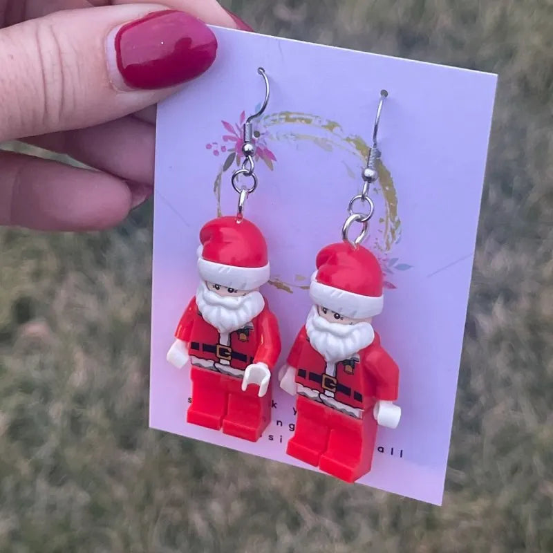 New Christmas Santa Claus Pendant Women's Hook Earrings Creative Santa Claus Statue Handmade Jewelry Earrings Christmas Gift Good Vibrations