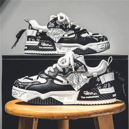 Men's Casual Board Shoes Thick sole Platform Height Increasing Shoes Korean version trend Board shoes Clunky Sneaker Dad Shoes Good Vibrations