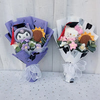 Graduation Gifts Sanrio Kuromi Hello Kitty With Crochet Sunflower Bouquet My Melody Cinnamoroll  Mother's Day Birthday Gifts Good Vibrations