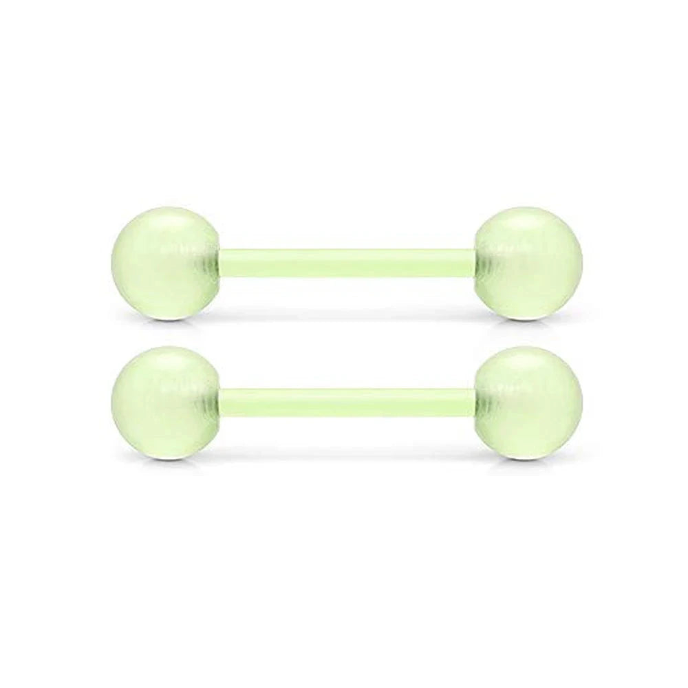 2Pcs 14G 16mm Glow In The Dark Flexible Acrylic Straight Tongue Nipple Ring Retainer Piercing Fpr Woman and Man Good Vibrations Adult Super Store