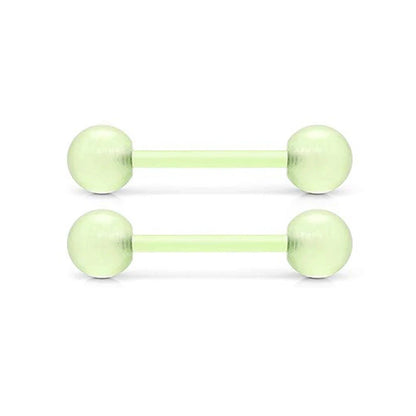 2Pcs 14G 16mm Glow In The Dark Flexible Acrylic Straight Tongue Nipple Ring Retainer Piercing Fpr Woman and Man Good Vibrations Adult Super Store