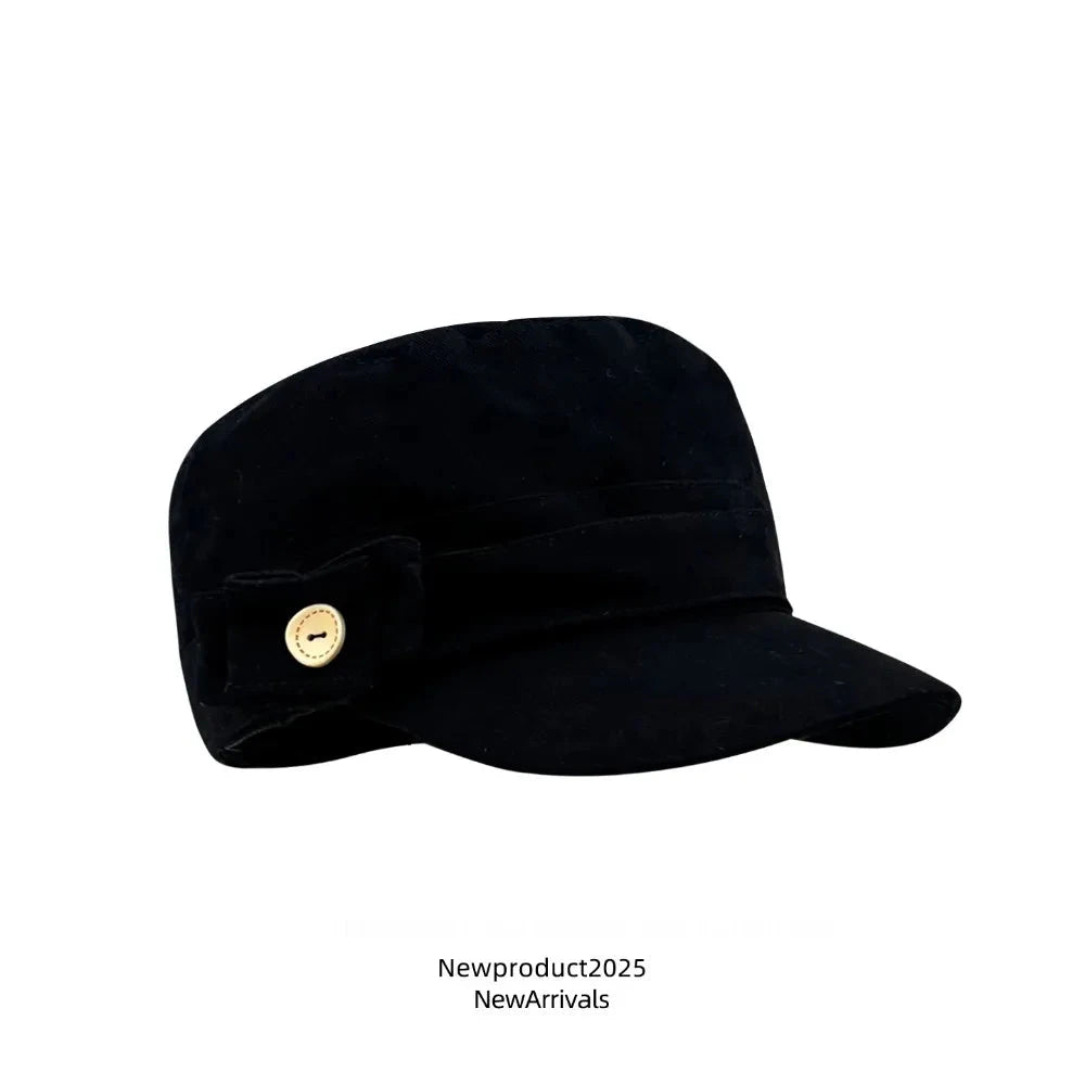Personality Cloth Flat Cap Button Korean Style Equestrian Hat Newsboy Cap Cotton Retro Painter Hat Girl Good Vibrations