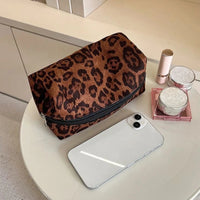 Large Women Leopard Cosmetic Bag Box Shaped Zipper Make Up Bag Travel Washing Makeup Organizer Beauty Case Good Vibrations