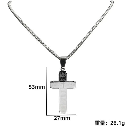 TrendMen Hiphop Rock Crucifix Cross Stainless Steel Pendant Necklaces For Men Boys Black Metal Clavicle Chain Party Jewelry Gift Good Vibrations
