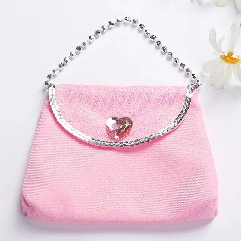 Halloween Pink Princess Cosplay Accessories Girls Crown Wand Neacklace Bag Gloves Accessory Sets For Children Birthday Gifts Good Vibrations