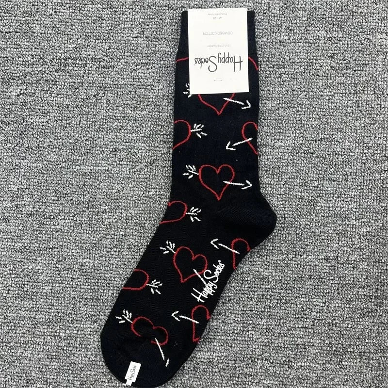 Cotton Happy Socks Men's Classic Crew Sock Shoe Size 10 - 13 Soft Good Vibrations